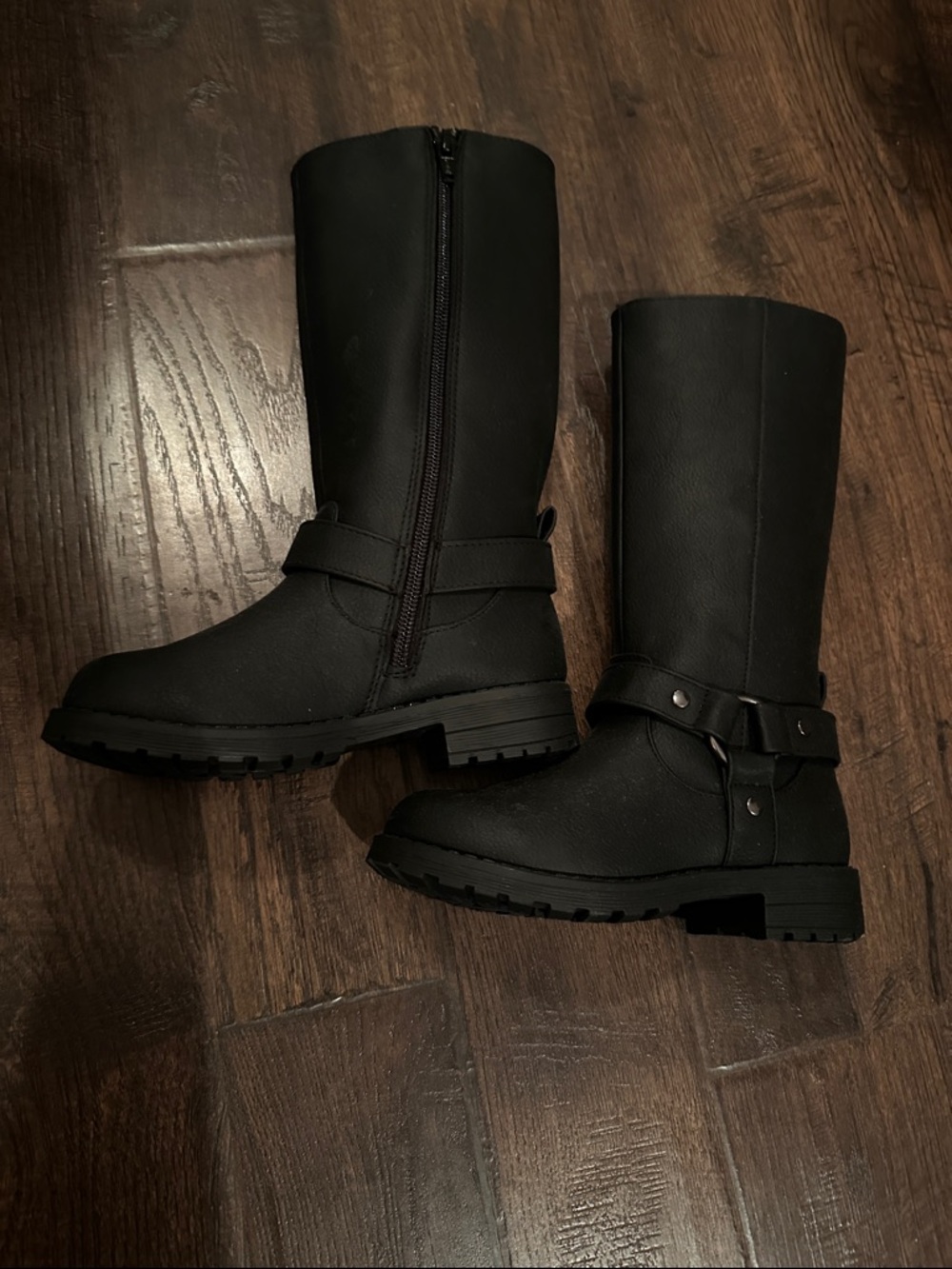 NWOT The Children’s Place Black Girls Mid-Calf Harness Boots, Toddler 11